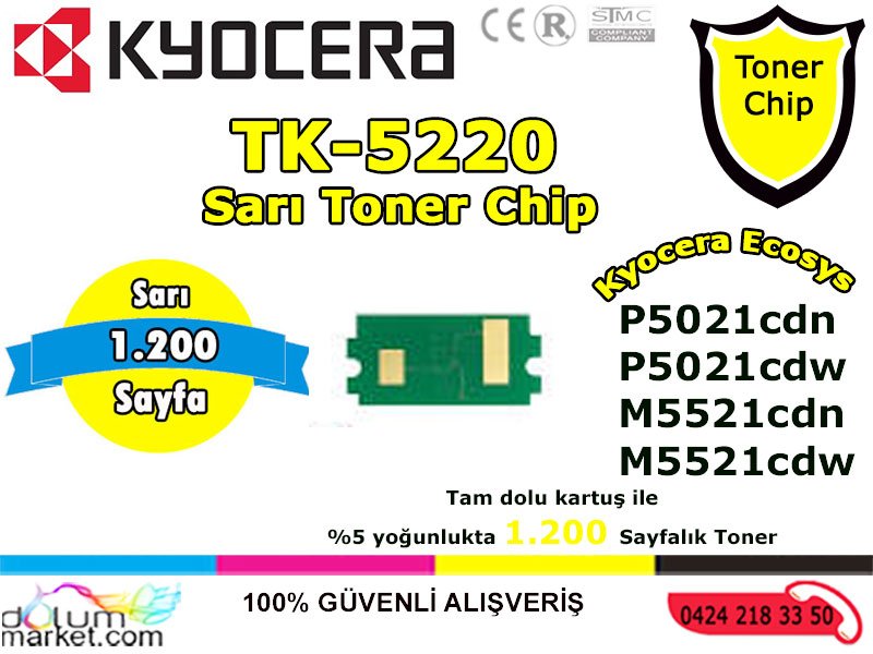 TK-5220-Toner-Chip-Sarı