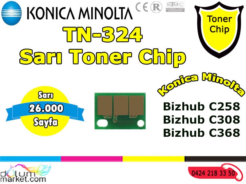 Bizhub_C258-308Toner_Chip_Sarı