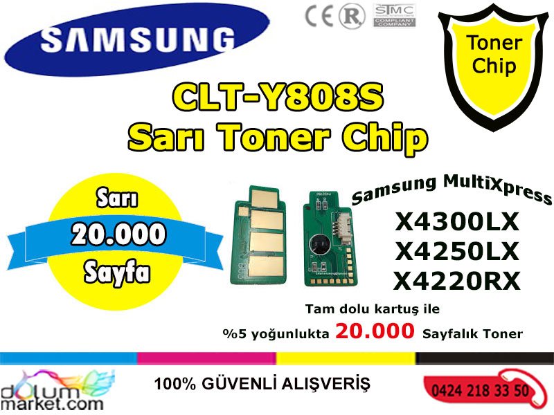 Samsung-Y808S-TonerChip-Sarı