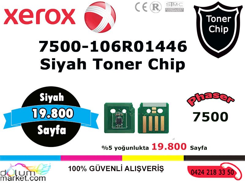 Xerox-7500-Toner-Chip-Siyah
